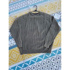 Liberty Sweaters Mens XL Olive Green Ribbed Knit 100% Cotton Crewneck Pullover